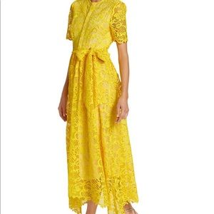 Yellow Lace Handkerchief Hem Dress